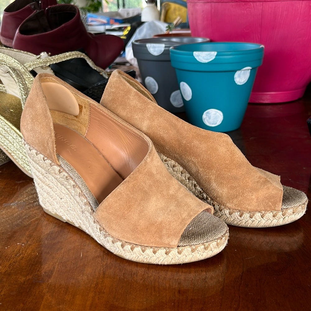 Vince Womens Suede Espadrille Wedge Sandals / 6